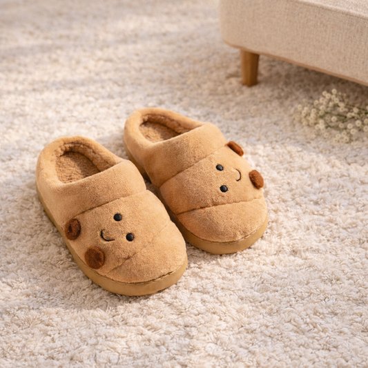 Croissant Fuzzy Slippers for Women Open & Closed Back 1.4” Y