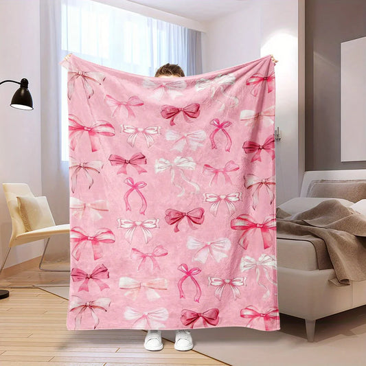 Cozy Pink Bow Blanket