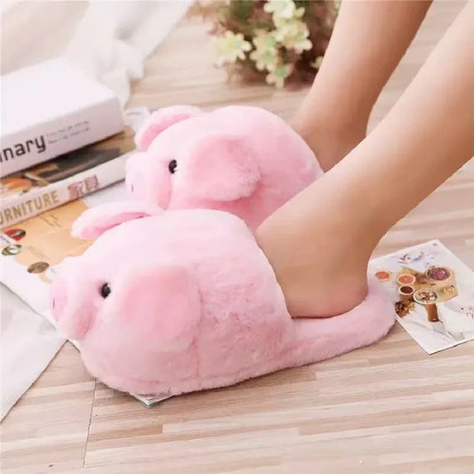 Adorable Cartoon Pig Shoes Cozy and Soft Non-slip Indoor Footwear Woman Home Slippers for Bedroom Living Room Daily Wear Shoes