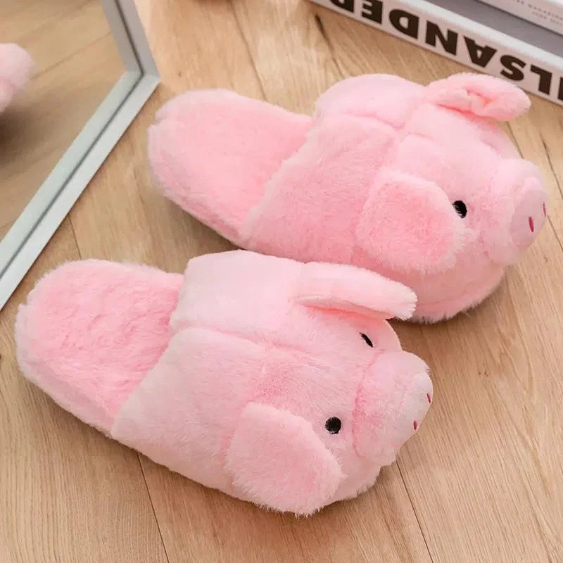Adorable Cartoon Pig Shoes Cozy and Soft Non-slip Indoor Footwear Woman Home Slippers for Bedroom Living Room Daily Wear Shoes