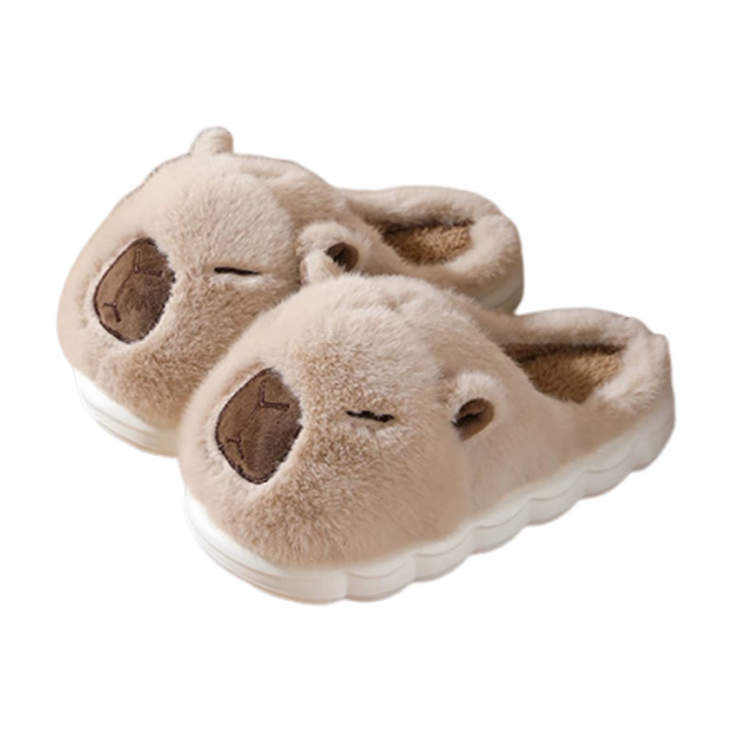 Plush Capybara Slippers Closed Toe Slippers Cute Thermal Home Slippers Comfortable Fluffy Couple Slippers Non-Slip for Men Women