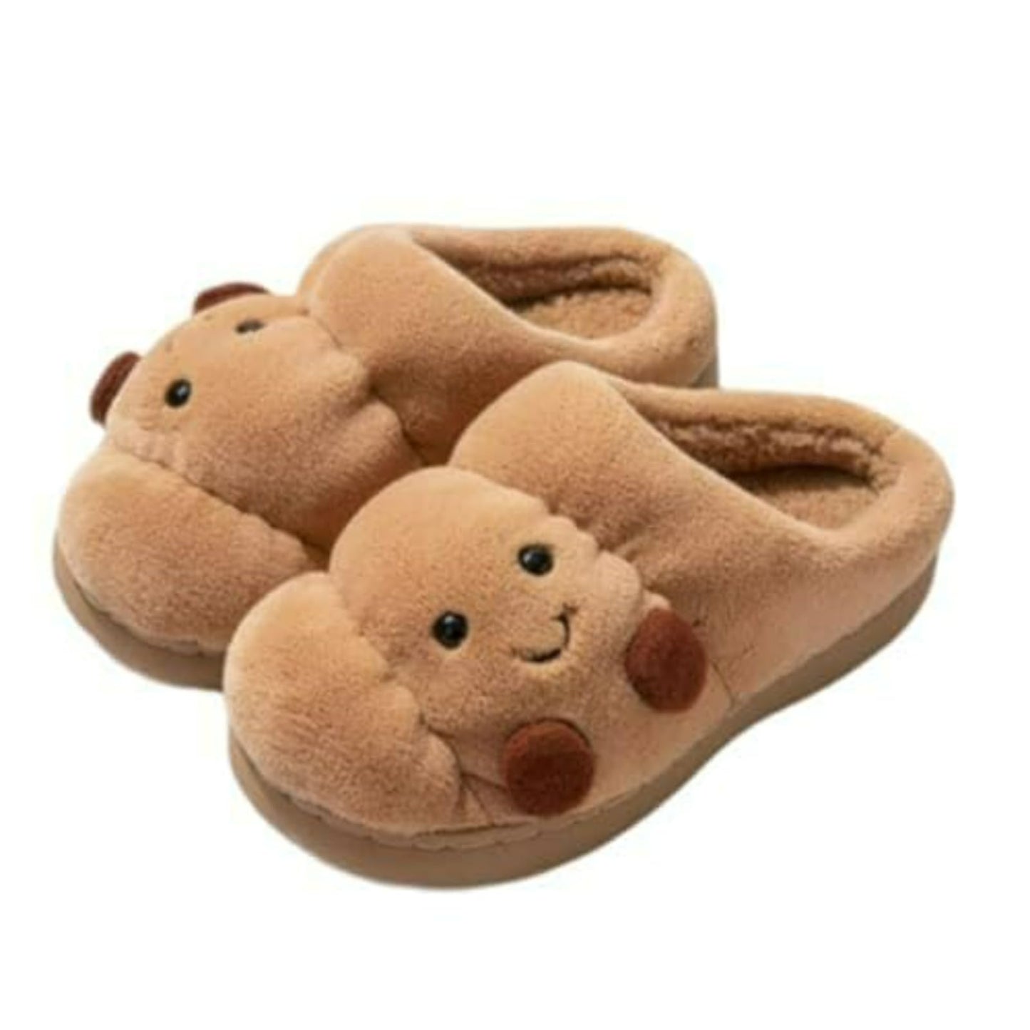 Croissant Fuzzy Slippers Women Open Back& Closed Back Cute House Shoes 1.4” Y2k Aesthetic Warm Non-Slip Indoor Fluffy Slippers