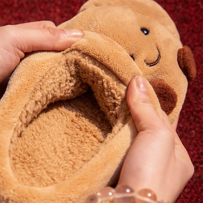 Croissant Fuzzy Slippers Women Open Back& Closed Back Cute House Shoes 1.4” Y2k Aesthetic Warm Non-Slip Indoor Fluffy Slippers