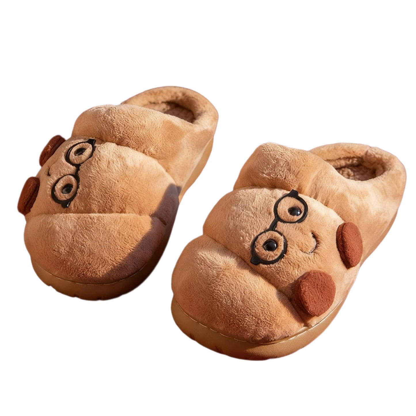 Croissant Fuzzy Slippers Women Open Back& Closed Back Cute House Shoes 1.4” Y2k Aesthetic Warm Non-Slip Indoor Fluffy Slippers