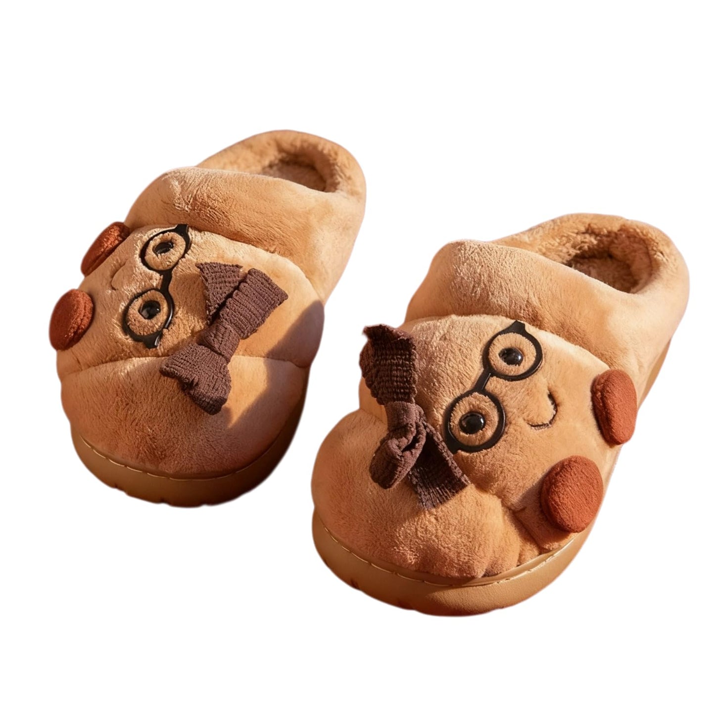 Croissant Fuzzy Slippers Women Open Back& Closed Back Cute House Shoes 1.4” Y2k Aesthetic Warm Non-Slip Indoor Fluffy Slippers