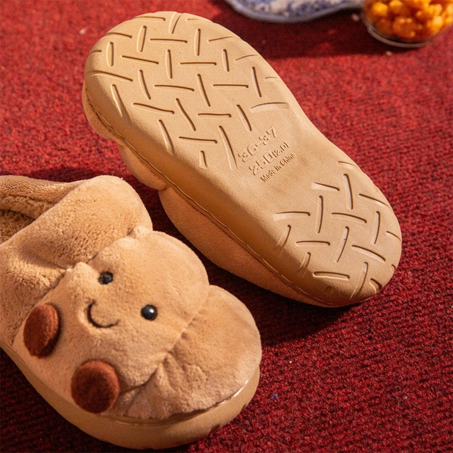 Croissant Fuzzy Slippers Women Open Back& Closed Back Cute House Shoes 1.4” Y2k Aesthetic Warm Non-Slip Indoor Fluffy Slippers