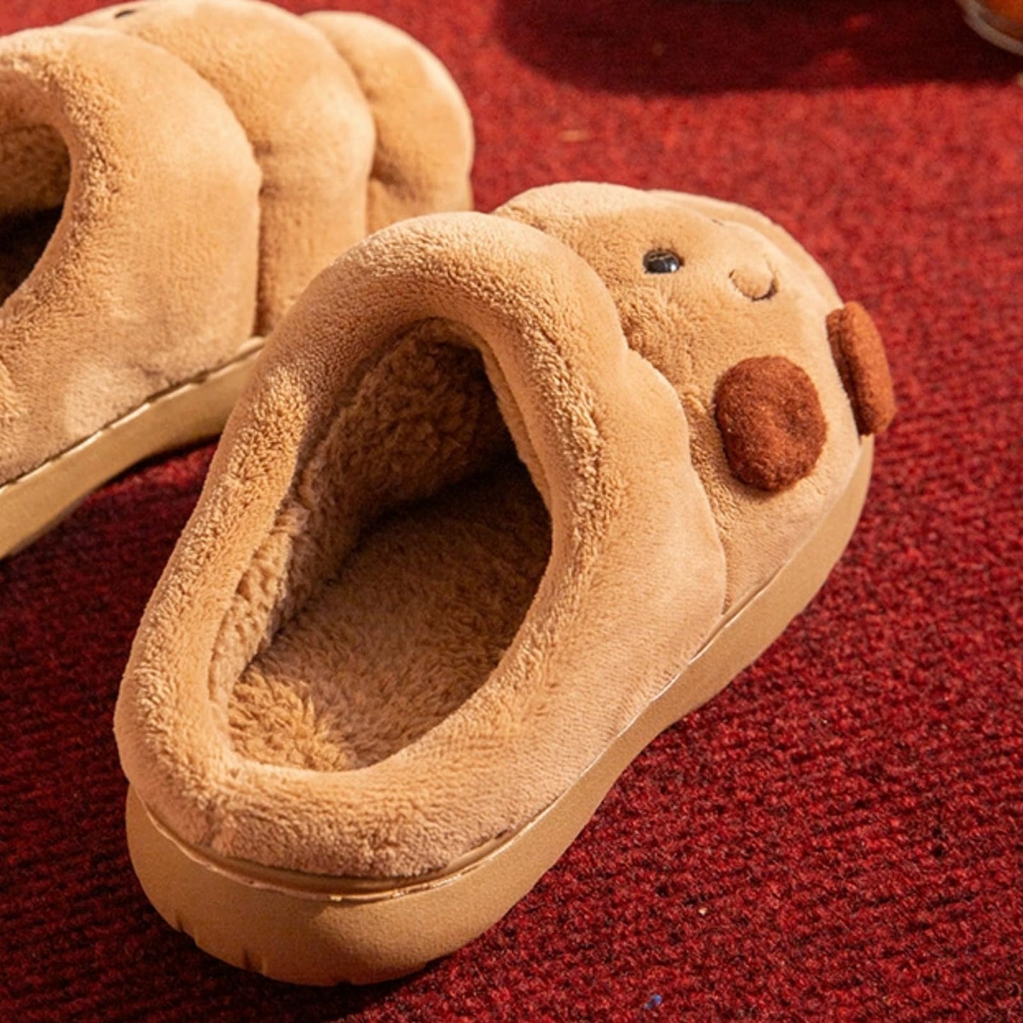 Croissant Fuzzy Slippers Women Open Back& Closed Back Cute House Shoes 1.4” Y2k Aesthetic Warm Non-Slip Indoor Fluffy Slippers