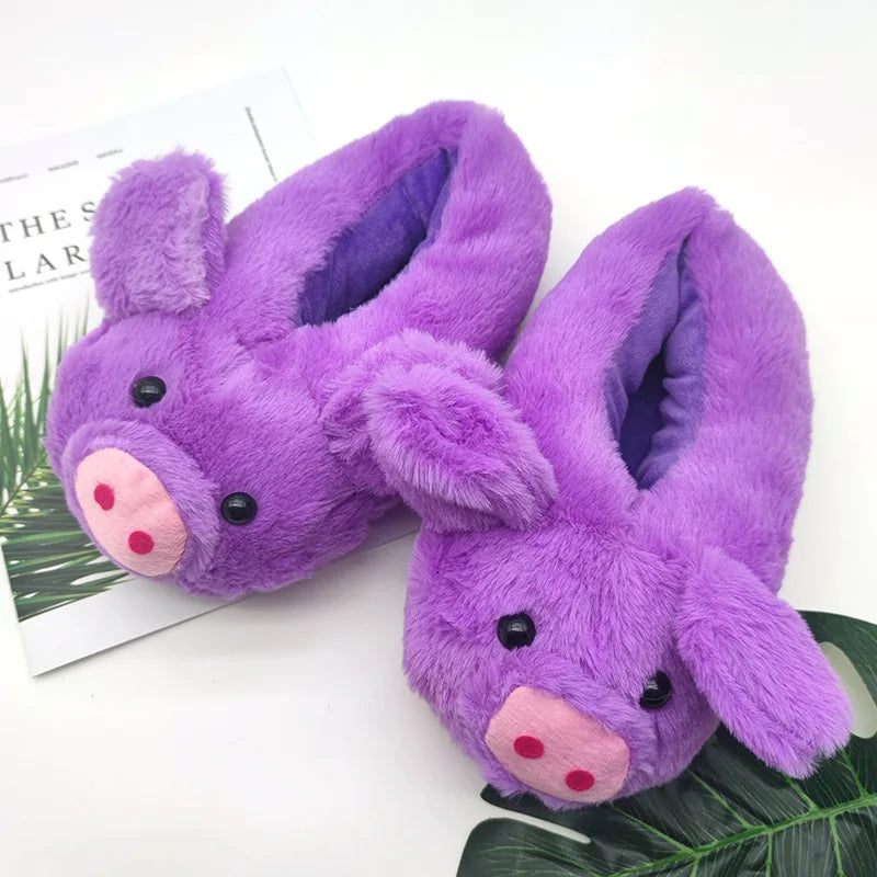 Adorable Cartoon Pig Shoes Cozy and Soft Non-slip Indoor Footwear Woman Home Slippers for Bedroom Living Room Daily Wear Shoes