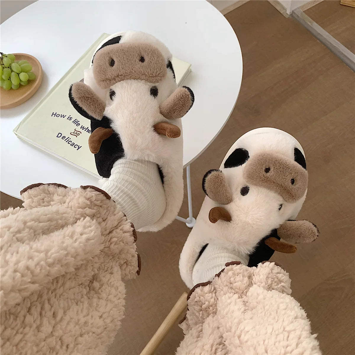 Cozy Cow Furry Slippers