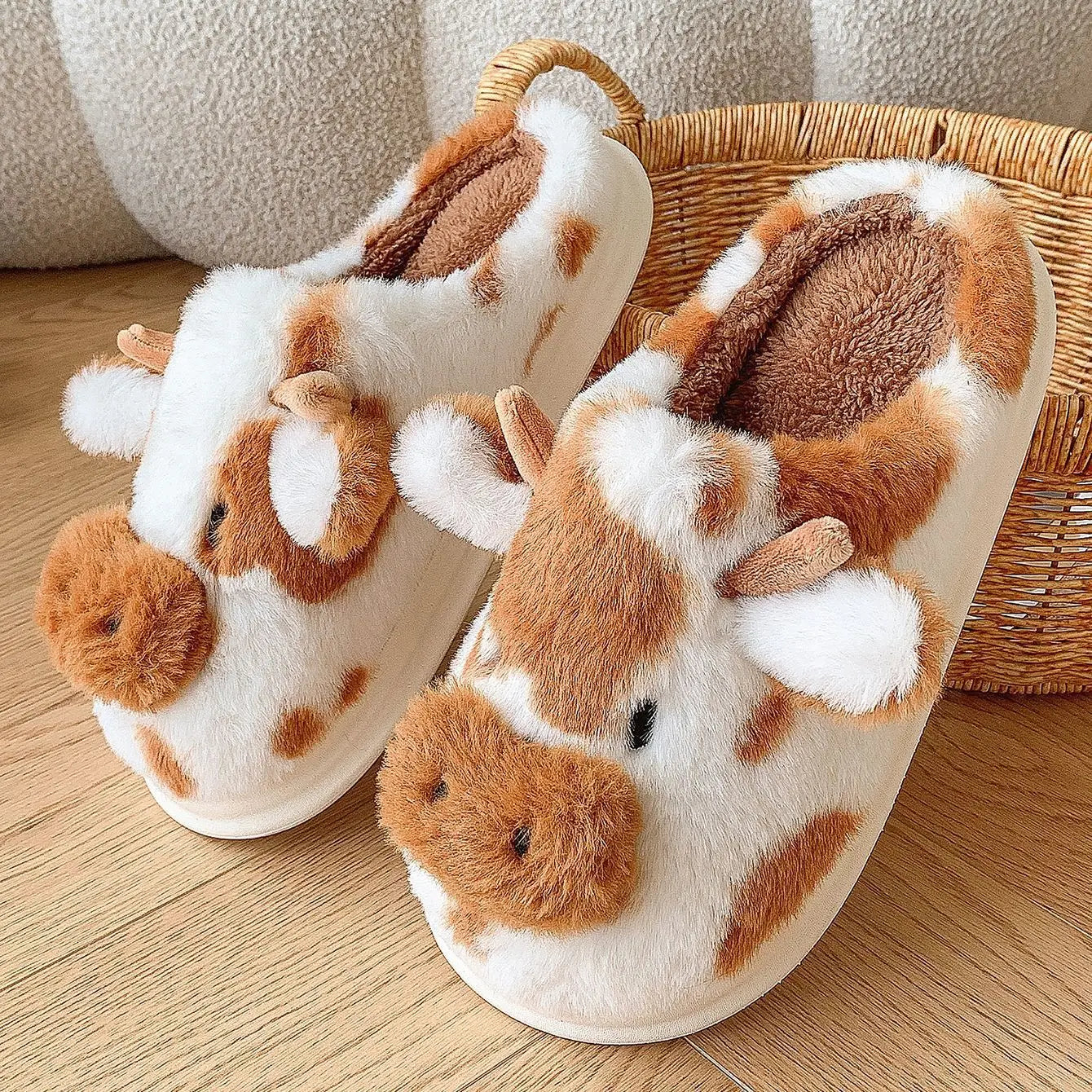 Cozy Cow Furry Slippers