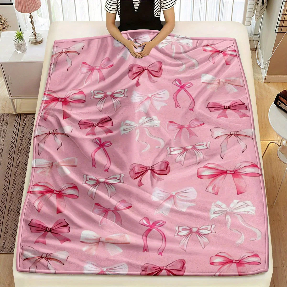 Cozy Pink Bow Blanket