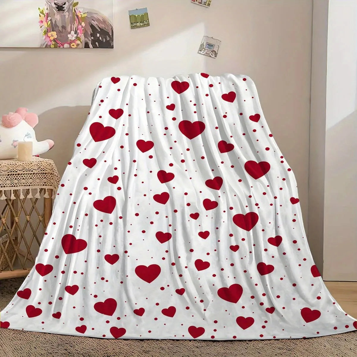 Cozy Heart Flannel Blanket