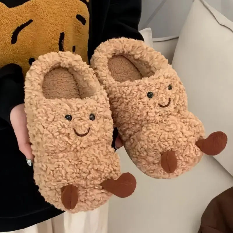 Cozy Peanut Plush Slippers