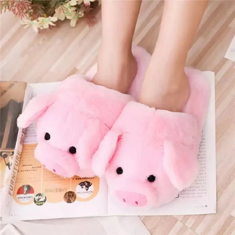 Adorable Cartoon Pig Shoes Cozy and Soft Non-slip Indoor Footwear Woman Home Slippers for Bedroom Living Room Daily Wear Shoes