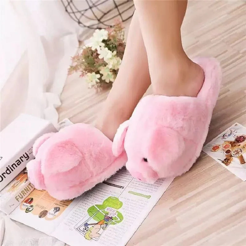 Adorable Cartoon Pig Shoes Cozy and Soft Non-slip Indoor Footwear Woman Home Slippers for Bedroom Living Room Daily Wear Shoes