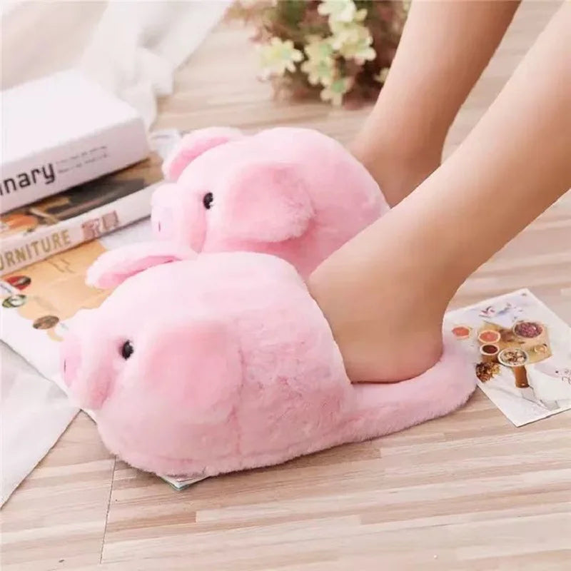Adorable Cartoon Pig Shoes Cozy and Soft Non-slip Indoor Footwear Woman Home Slippers for Bedroom Living Room Daily Wear Shoes