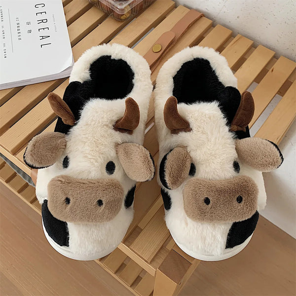 Cozy Cow Furry Slippers