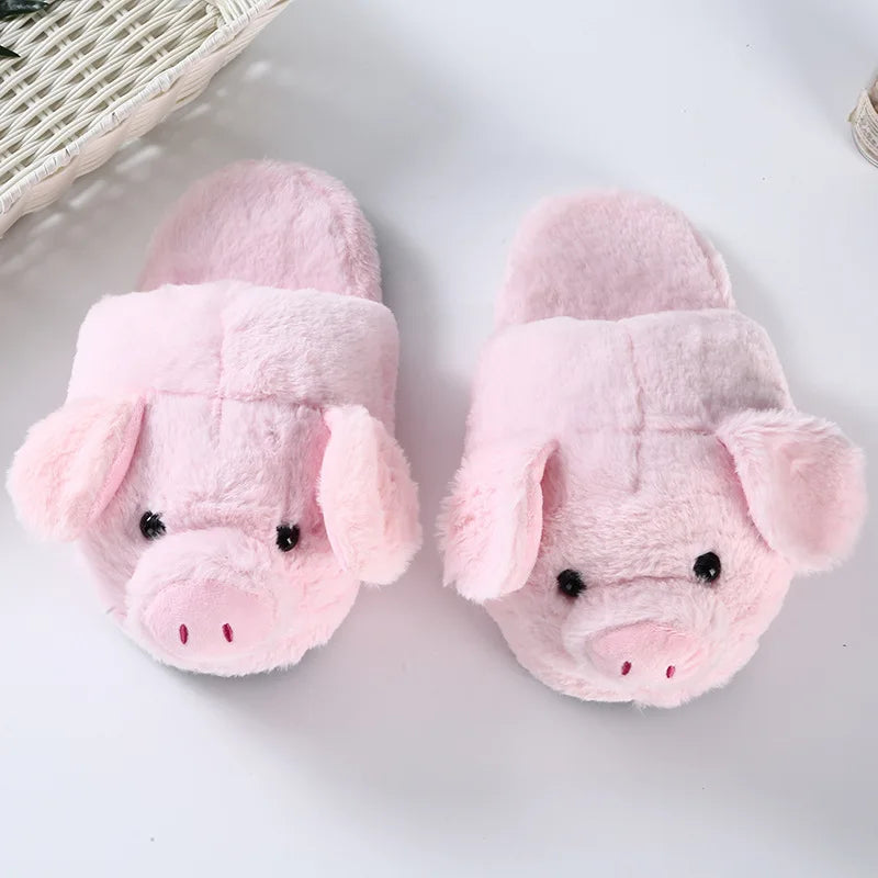 Adorable Cartoon Pig Shoes Cozy and Soft Non-slip Indoor Footwear Woman Home Slippers for Bedroom Living Room Daily Wear Shoes