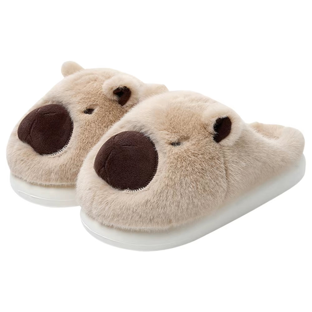 Plush Capybara Slippers Closed Toe Slippers Cute Thermal Home Slippers Comfortable Fluffy Couple Slippers Non-Slip for Men Women