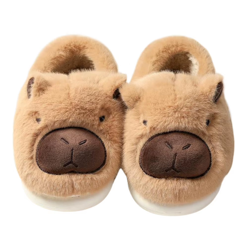 Plush Capybara Slippers Closed Toe Slippers Cute Thermal Home Slippers Comfortable Fluffy Couple Slippers Non-Slip for Men Women